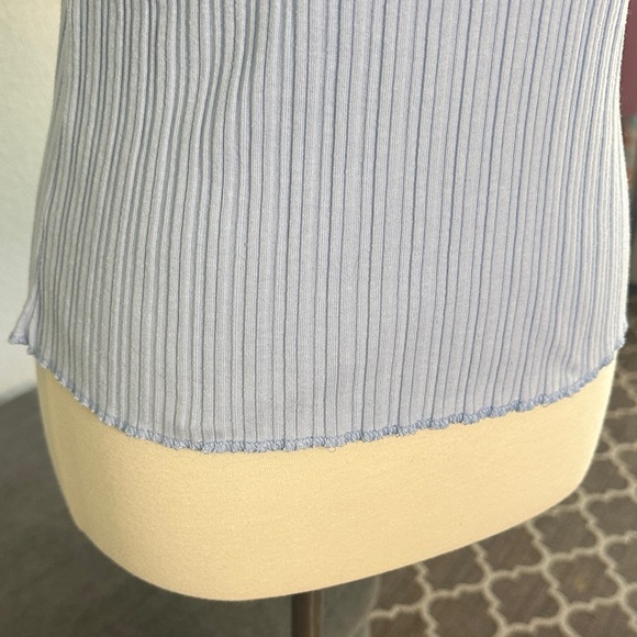 Sky Blue Ribbed Women's Top - Picture 5 of 7